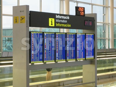 Airport Departures Information Board Stock Photo