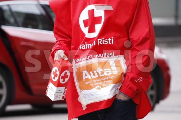 Finnish Red Cross Voluntary Stock Photo