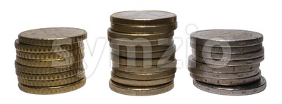 Euro Coin Stacks Stock Photo