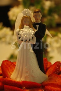 Wedding Cake with Couple Stock Photo