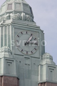 Clock Tower of Helsinki Central Railway Station Stock Photo
